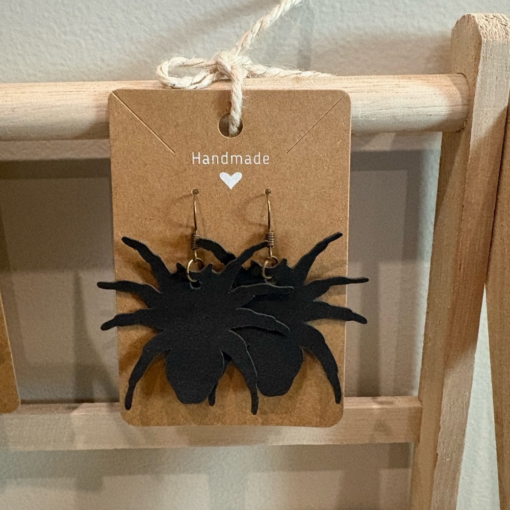 Spider Earrings - Handmade faux suede Nice touch